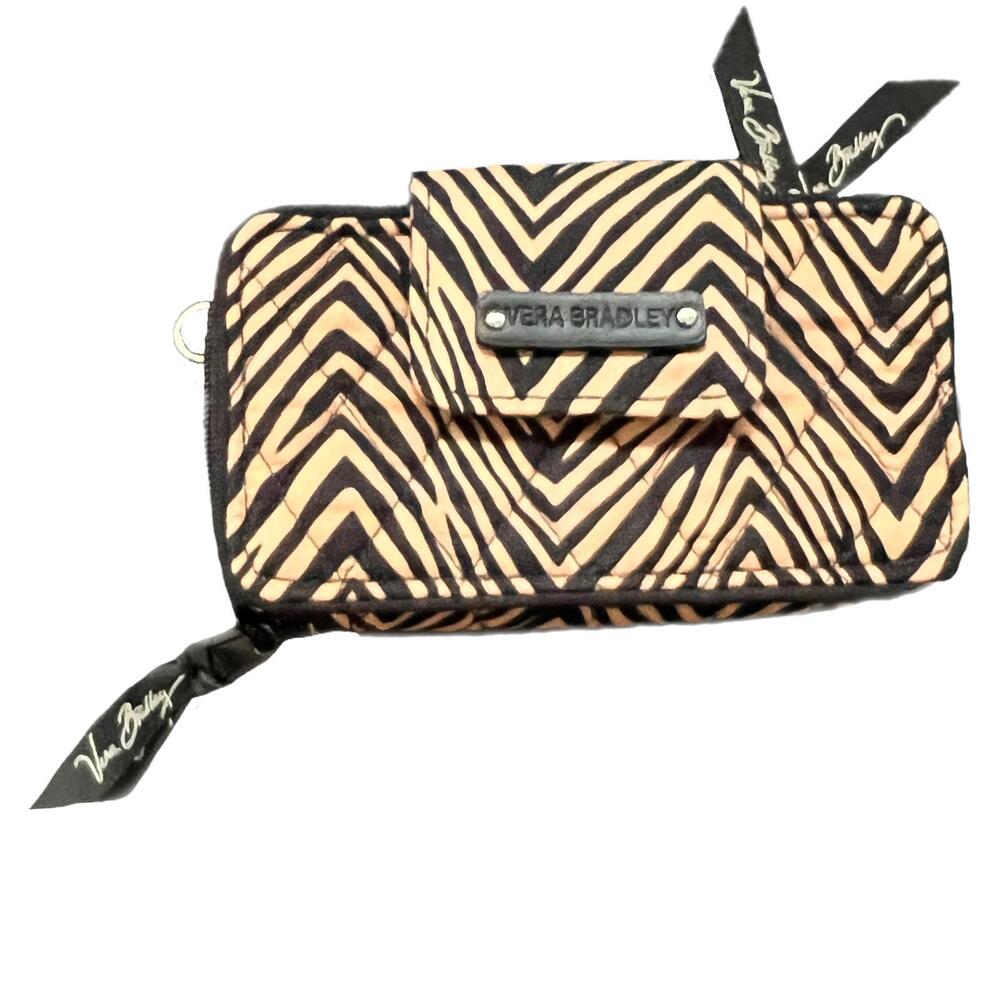 Vera Bradley Wallet Black Tan Chevron Quilted All-In-One Small OS